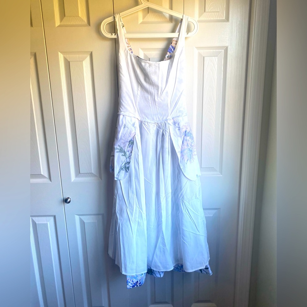 New Reformation Janu Linen Midi Dress - Serenity Blue White Floral size 4 - Picture 10 of 15